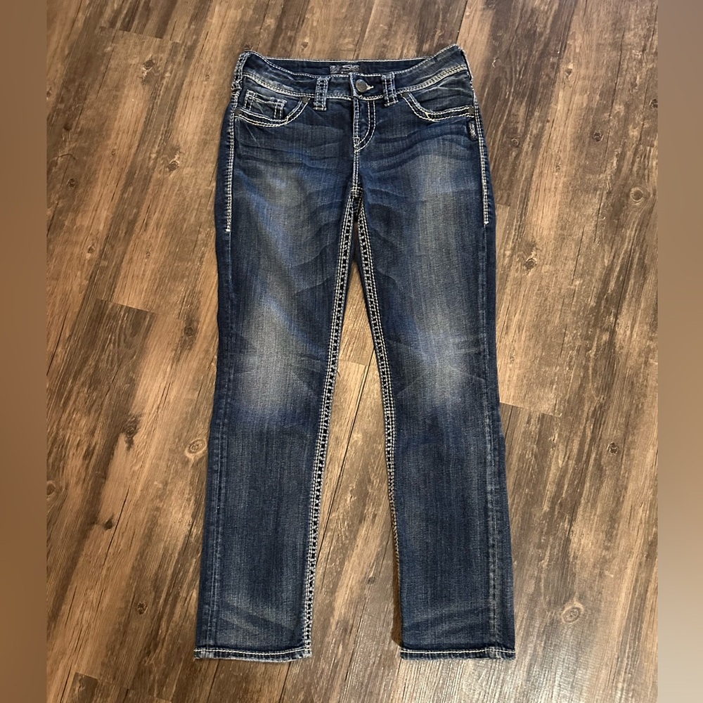 Silver Jeans Blue Straight Leg Jeans with Faded Wash size W28/L30